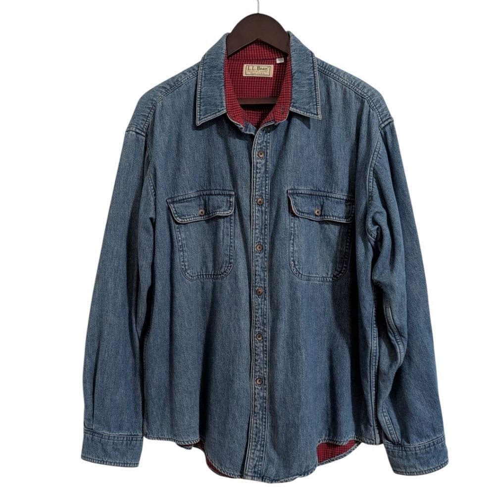 Vintage 80's-90's L.L. Bean USA Flannel-Lined Denim Shirt Jacket - XL Regular